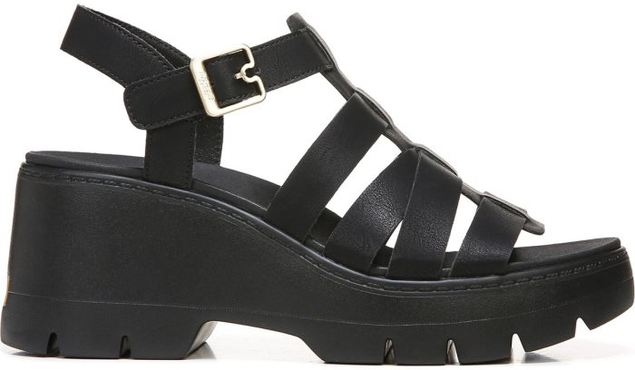 Black Dr Scholl's Check It Out Wedge Sandal Check It Out Wedge Sandal | DPuN1tuP